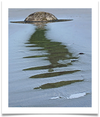 Boulder sinking into Moeraki Beach - Richard Nicholls